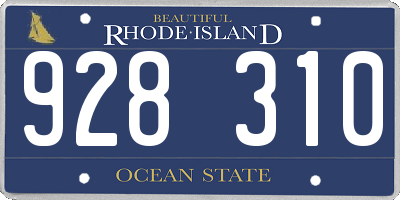 RI license plate 928310