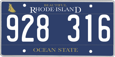 RI license plate 928316