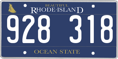 RI license plate 928318