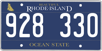 RI license plate 928330