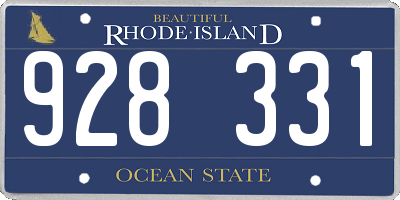 RI license plate 928331
