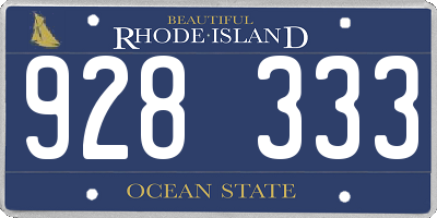 RI license plate 928333