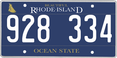 RI license plate 928334