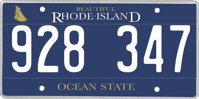 RI license plate 928347