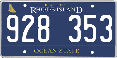 RI license plate 928353