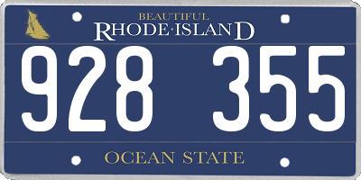 RI license plate 928355