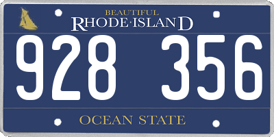 RI license plate 928356