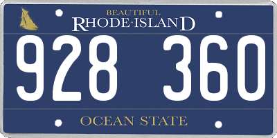 RI license plate 928360