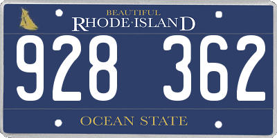 RI license plate 928362