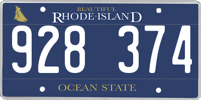 RI license plate 928374