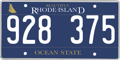 RI license plate 928375