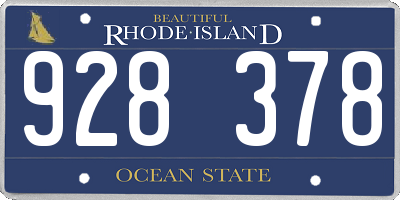 RI license plate 928378
