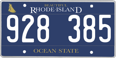 RI license plate 928385