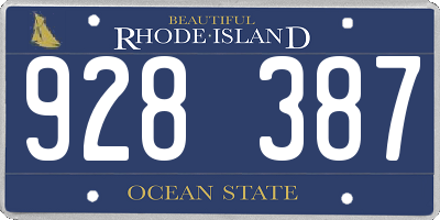 RI license plate 928387