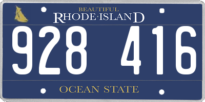 RI license plate 928416