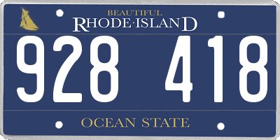 RI license plate 928418