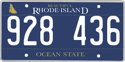 RI license plate 928436