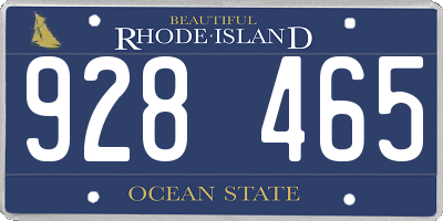 RI license plate 928465