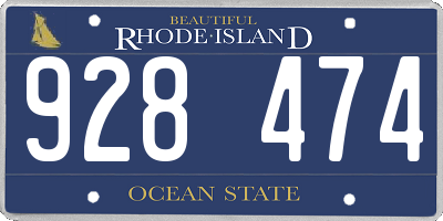 RI license plate 928474
