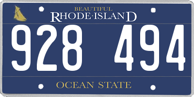 RI license plate 928494