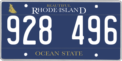 RI license plate 928496