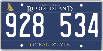 RI license plate 928534