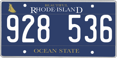 RI license plate 928536