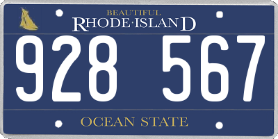 RI license plate 928567
