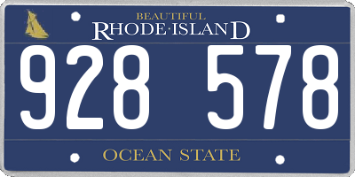 RI license plate 928578