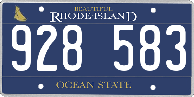 RI license plate 928583