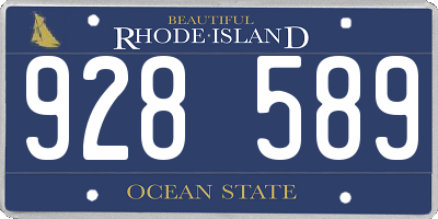 RI license plate 928589