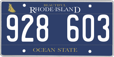 RI license plate 928603