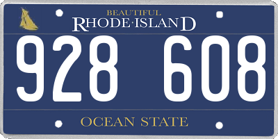 RI license plate 928608