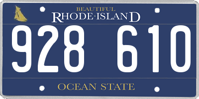 RI license plate 928610
