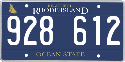 RI license plate 928612