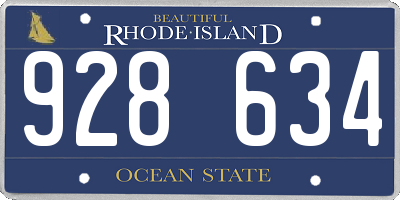 RI license plate 928634
