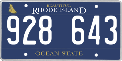 RI license plate 928643