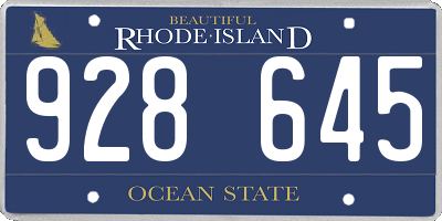 RI license plate 928645