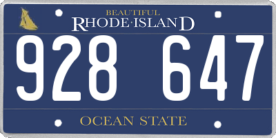RI license plate 928647