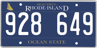 RI license plate 928649