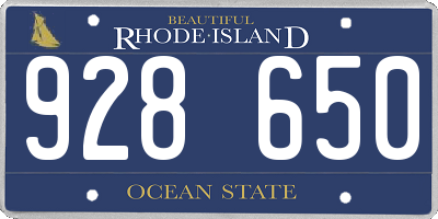 RI license plate 928650