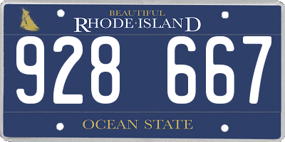 RI license plate 928667