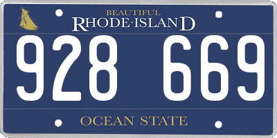RI license plate 928669