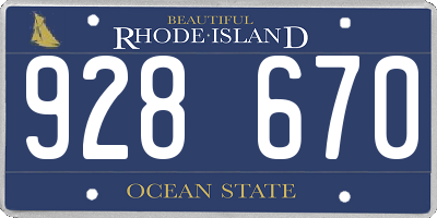 RI license plate 928670