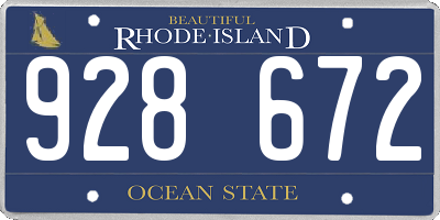 RI license plate 928672