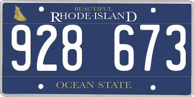 RI license plate 928673