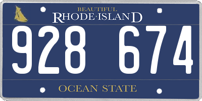 RI license plate 928674