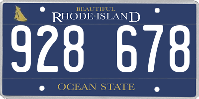 RI license plate 928678