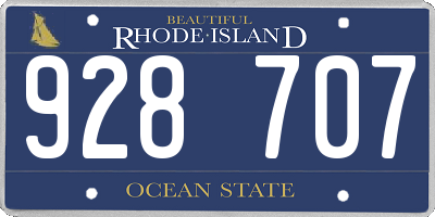 RI license plate 928707