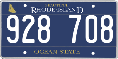 RI license plate 928708